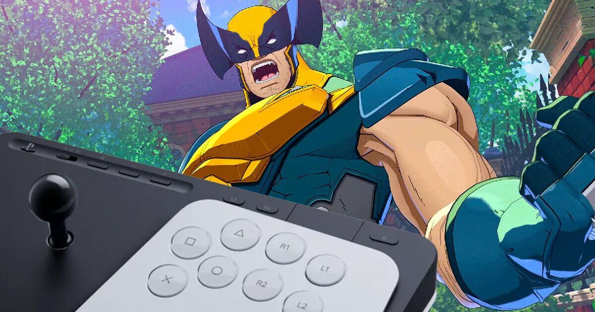 Imagem destacando o flexStrike wireless fight stick e o jogo Marvel Tokon Fighting Souls.