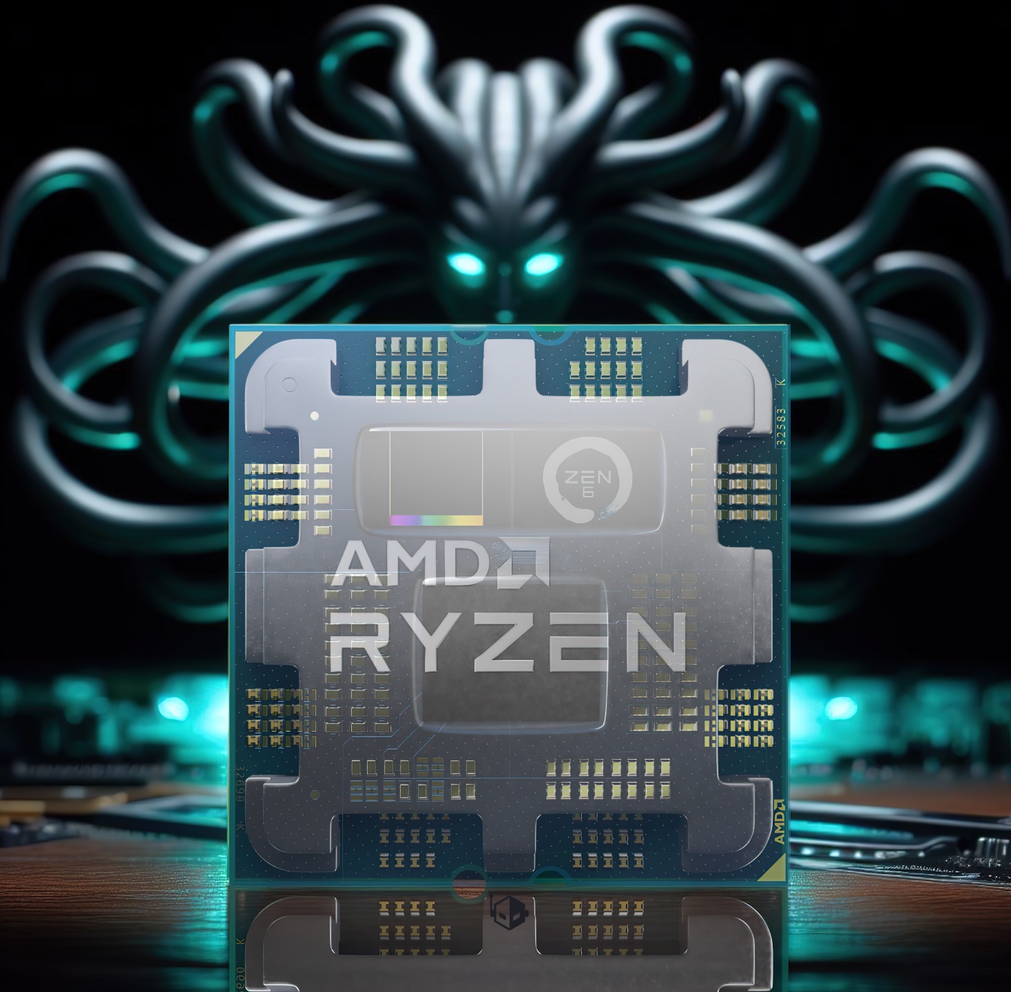 Representação de processador AMD Medusa Point com arquitetura Zen 6