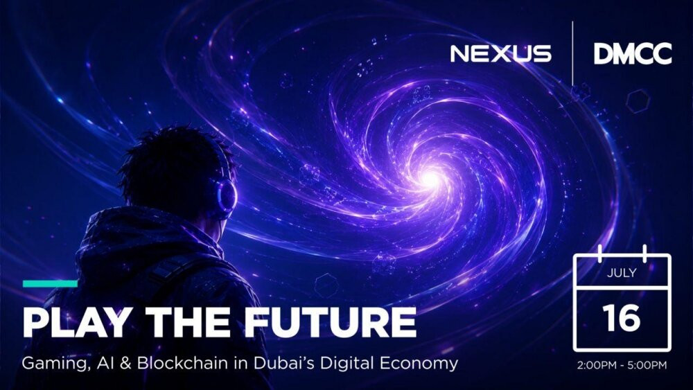 Representação da parceria entre NEXUS e DMCC para o ecossistema de games e blockchain em Dubai.