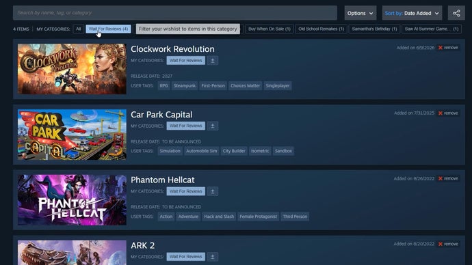 Ilustração conceitual da biblioteca de jogos e lista de desejos na plataforma Steam.