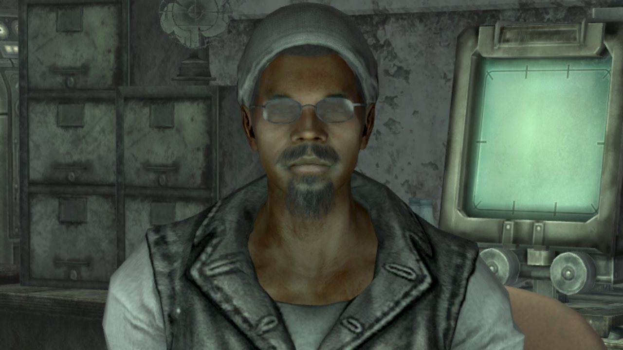 Captura de tela do personagem Three Dog em Fallout 3