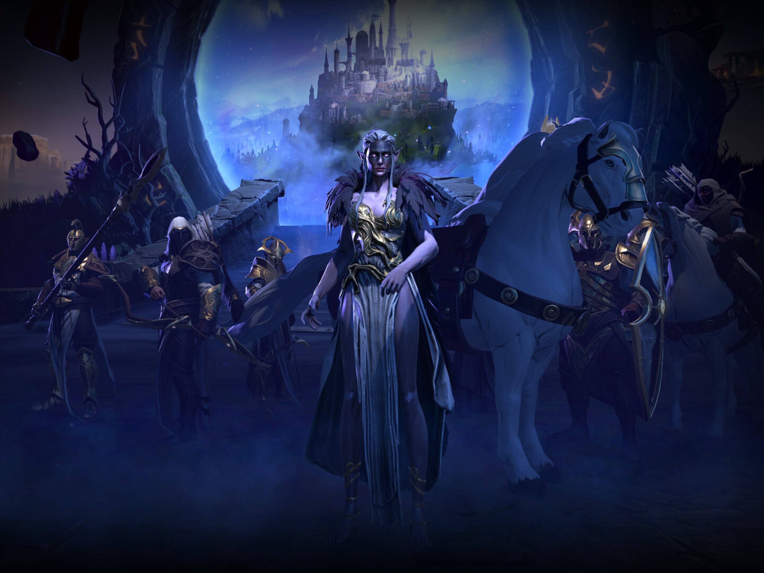 Montagem com elementos de fantasia e exércitos de Age of Wonders