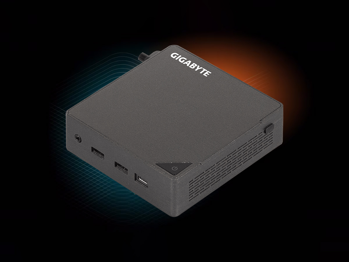 Representação dos novos mini PCs Gigabyte Brix com processadores AMD