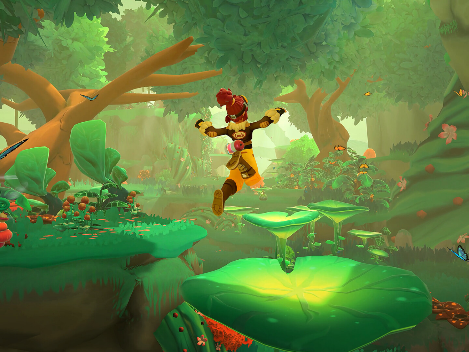Cena de exploração tropical no jogo Lou's Lagoon