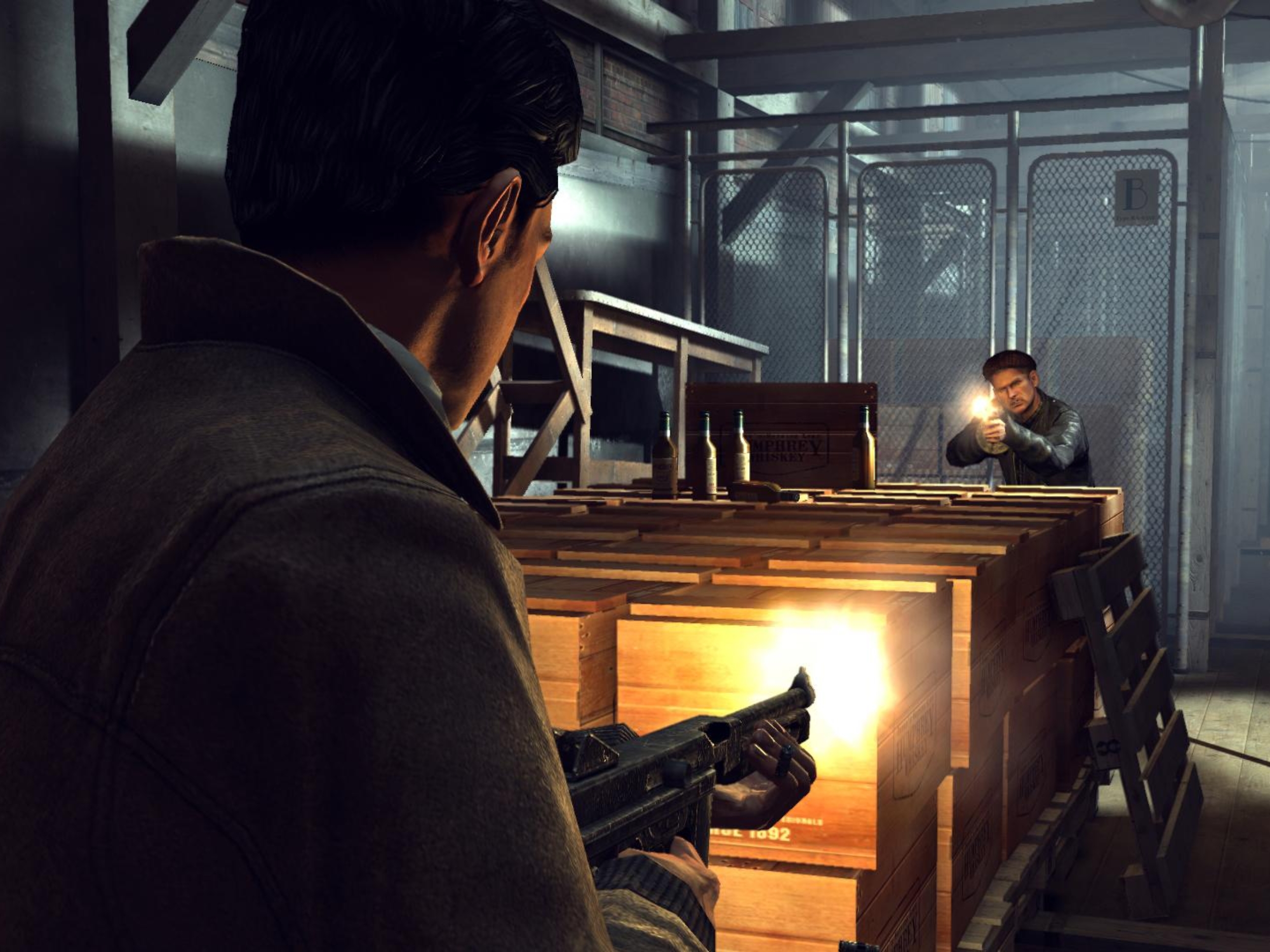 Cena de gameplay de Mafia II mostrando a cidade de Empire Bay.