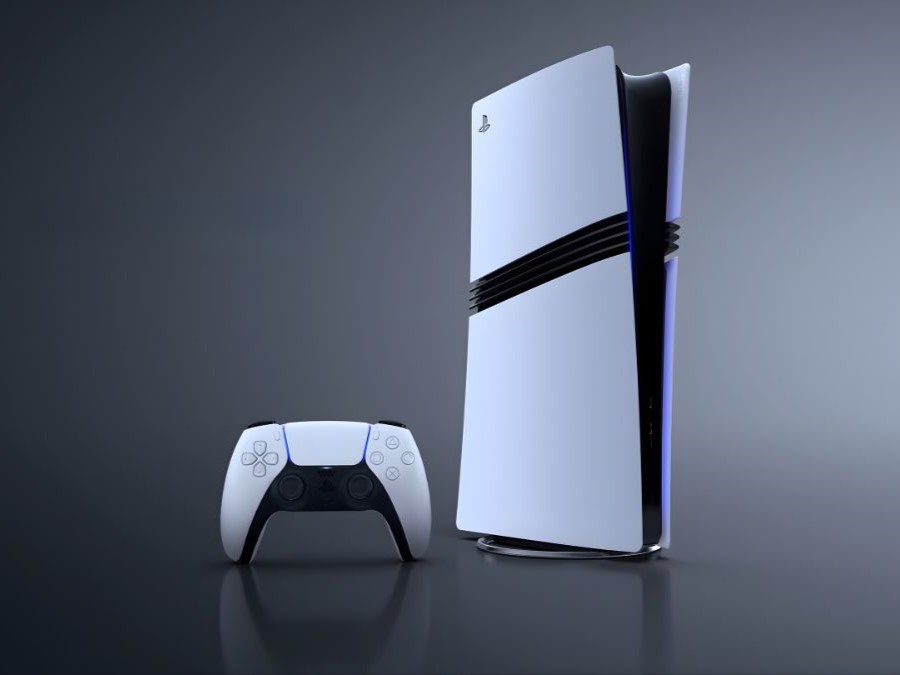 Consoles de videogame e componentes eletrônicos em uma linha de produção