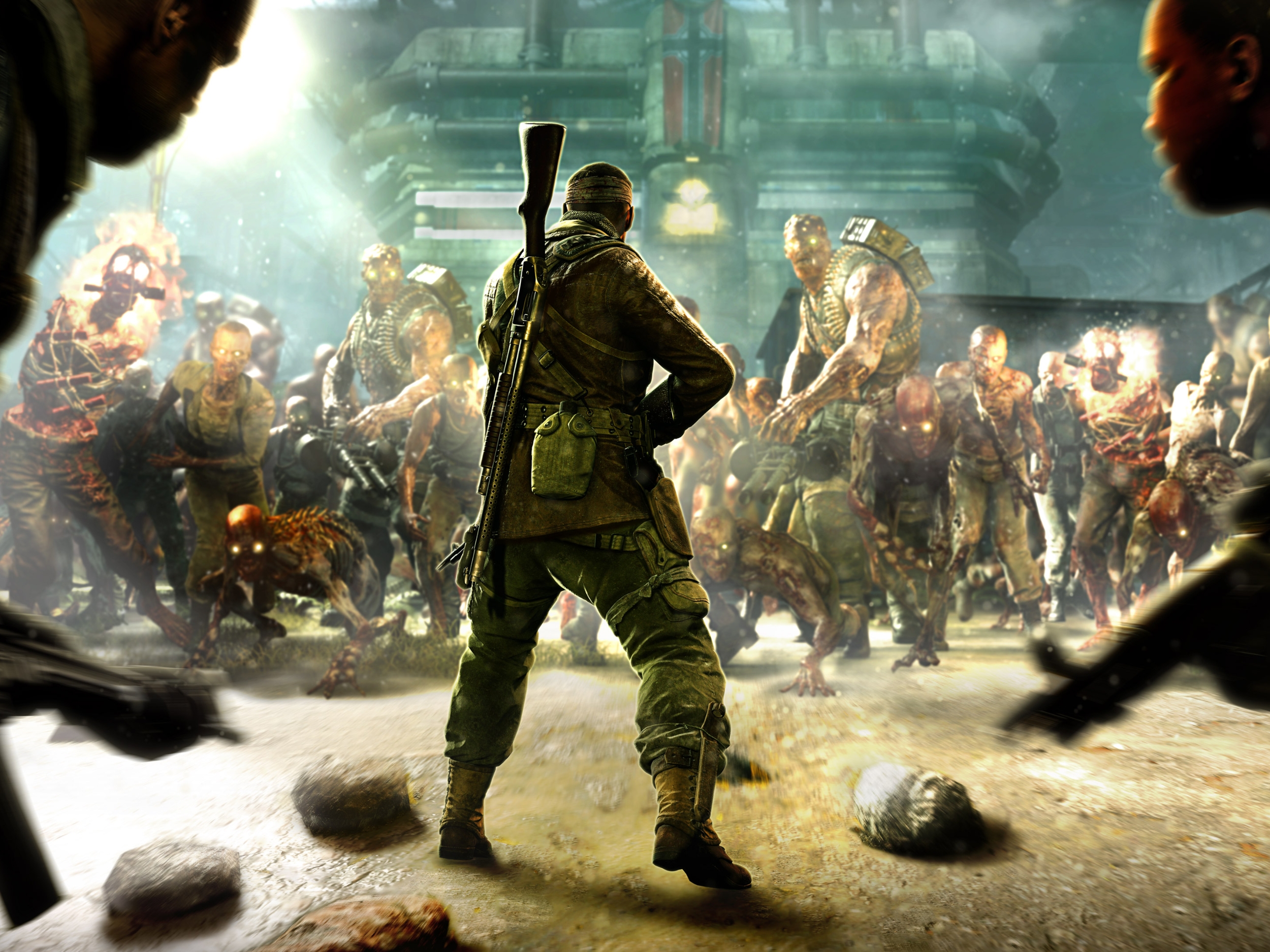 Capa do jogo Zombie Army 4: Dead War com zumbis em um cenário de guerra
