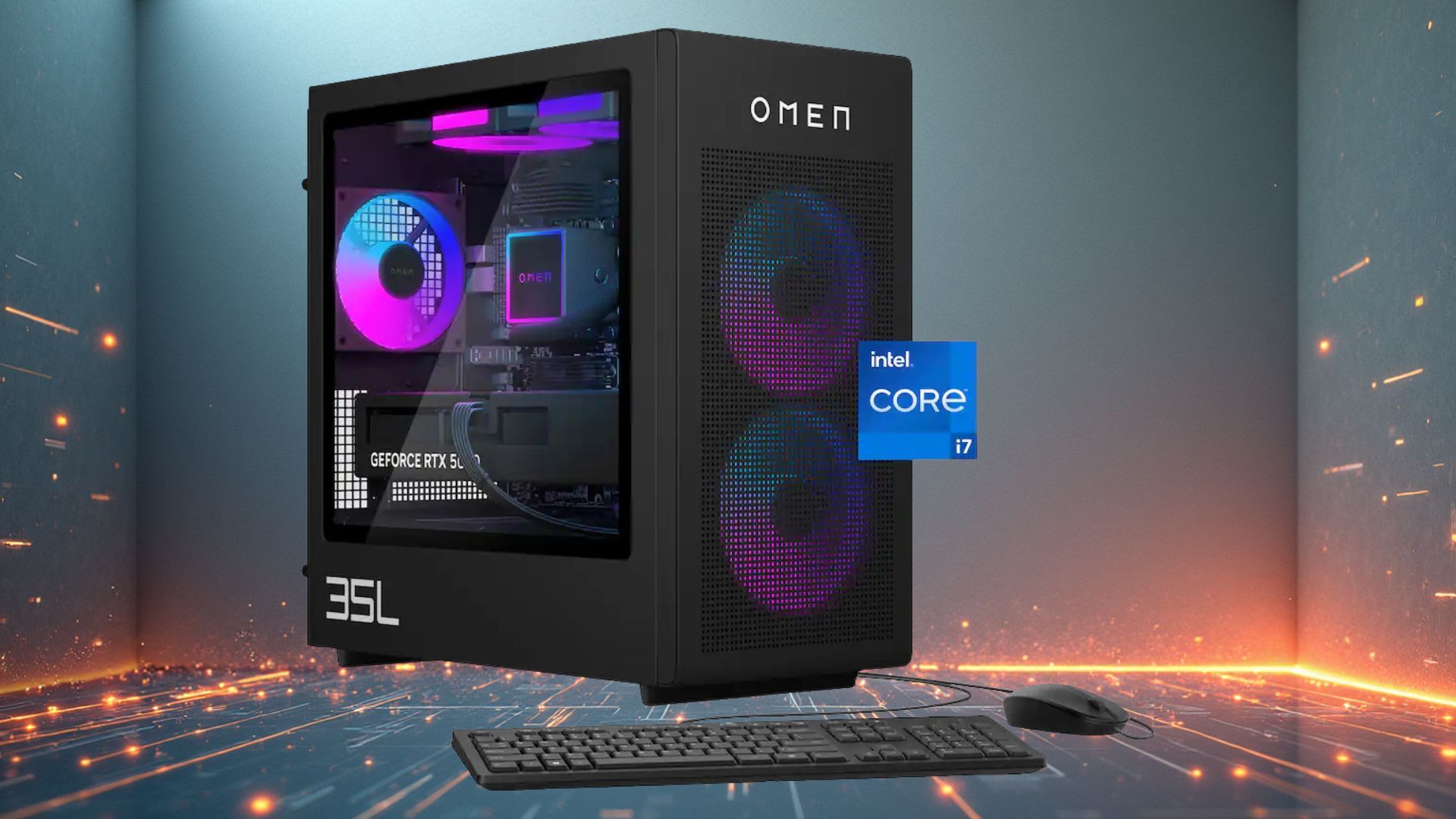 PC gamer com placa de vídeo RTX 5080 em destaque