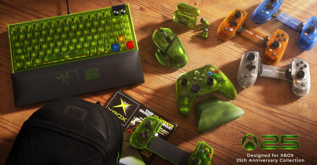 Acessórios da coleção Designed for Xbox 25th Anniversary em verde translúcido