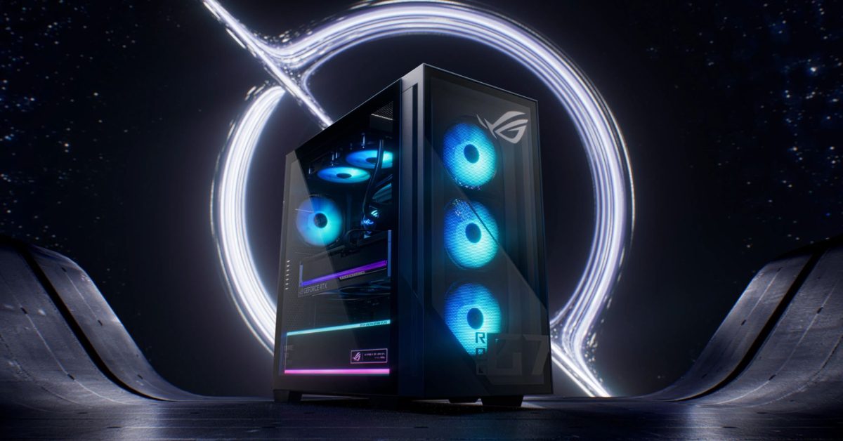 Desktop ASUS ROG G700 com painéis de vidro temperado e iluminação RGB