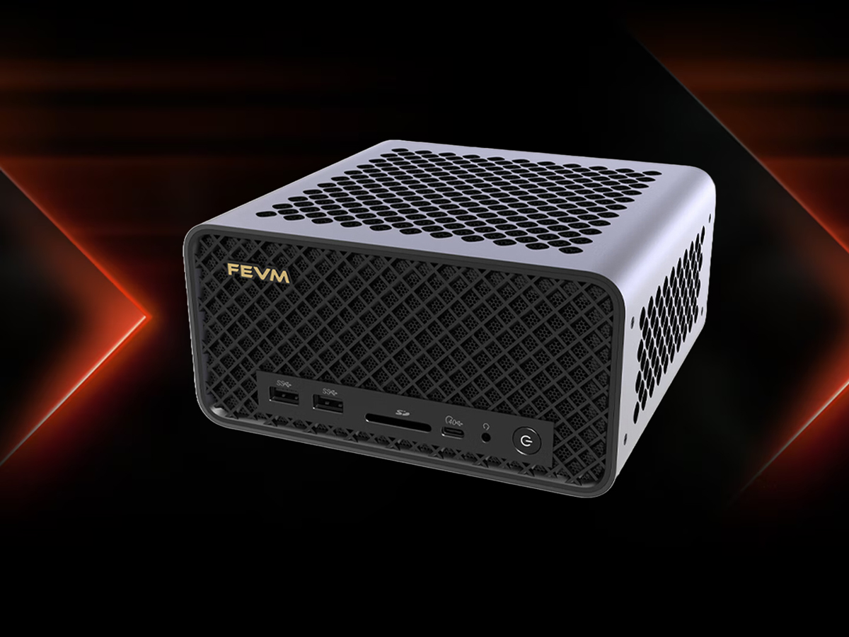 Mini PC FEVM FA80G com processador AMD e GPU Nvidia