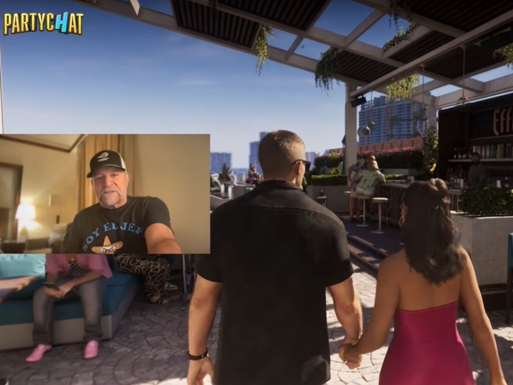 Cena de Grand Theft Auto VI mostrando a evolução gráfica e de animação de personagens.