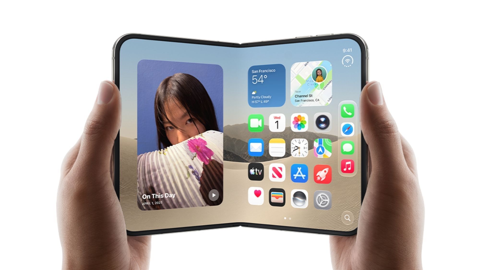 Tela interna de 7,6 polegadas do iPhone Duo exibindo um jogo