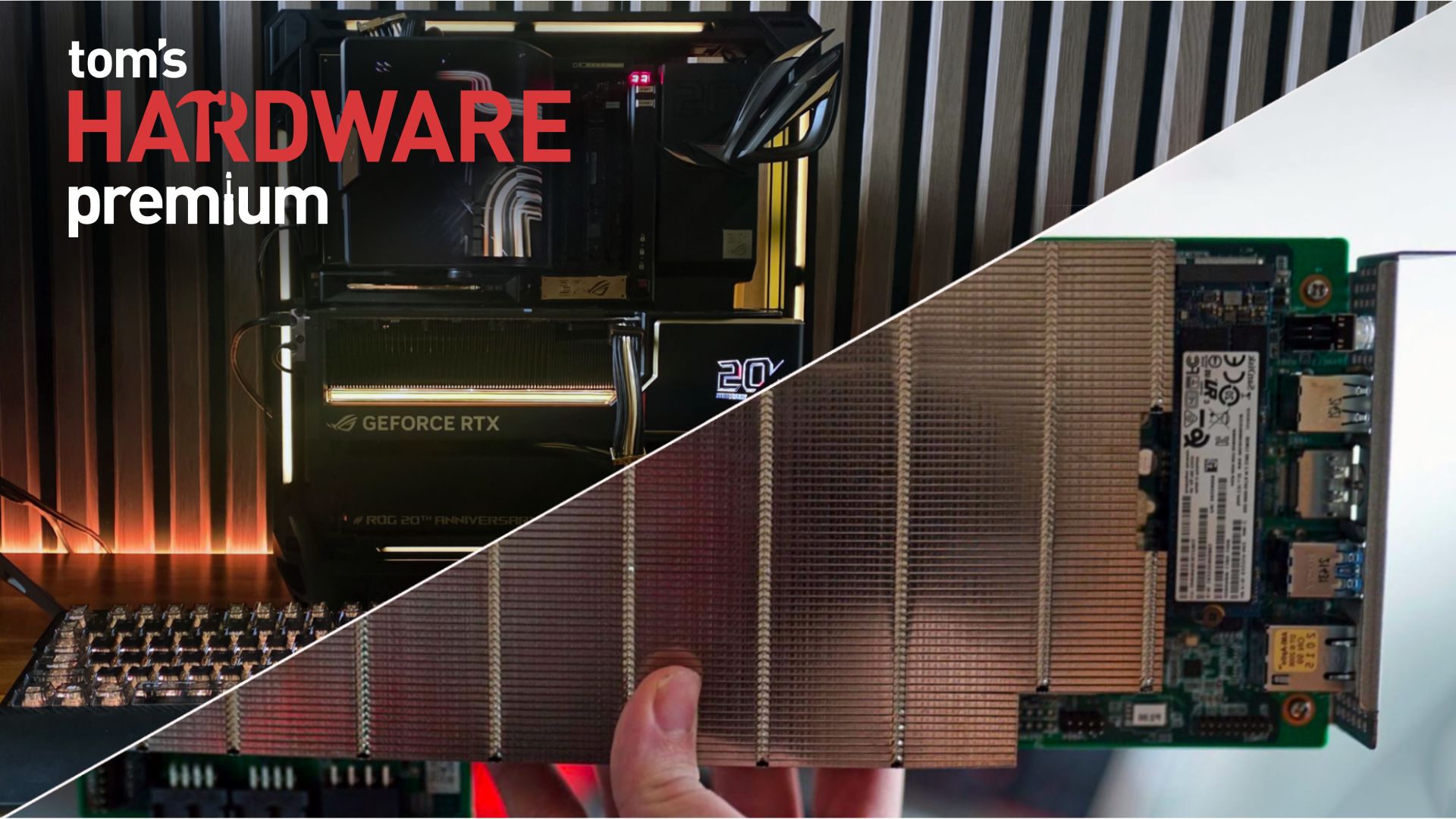 Imagem ilustrativa de um PC customizado de alto desempenho com componentes premium e iluminação RGB.