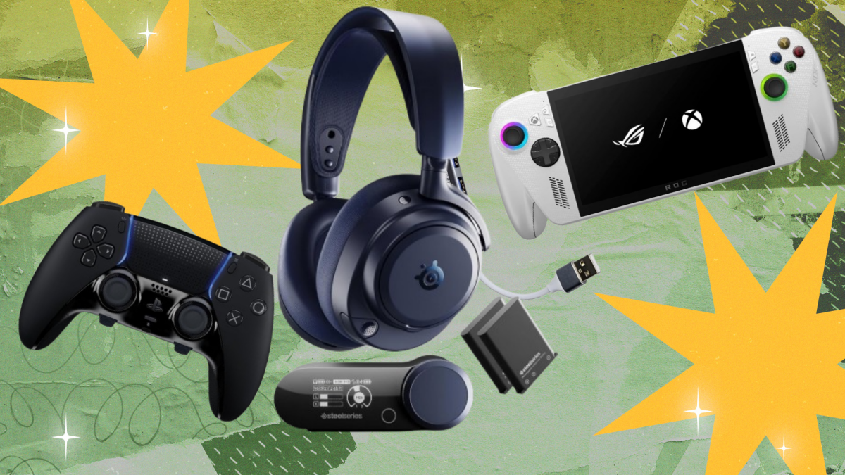 Conjunto dos principais equipamentos de jogos de 2026, como Steam Deck, headset SteelSeries e controlador DualSense Edge