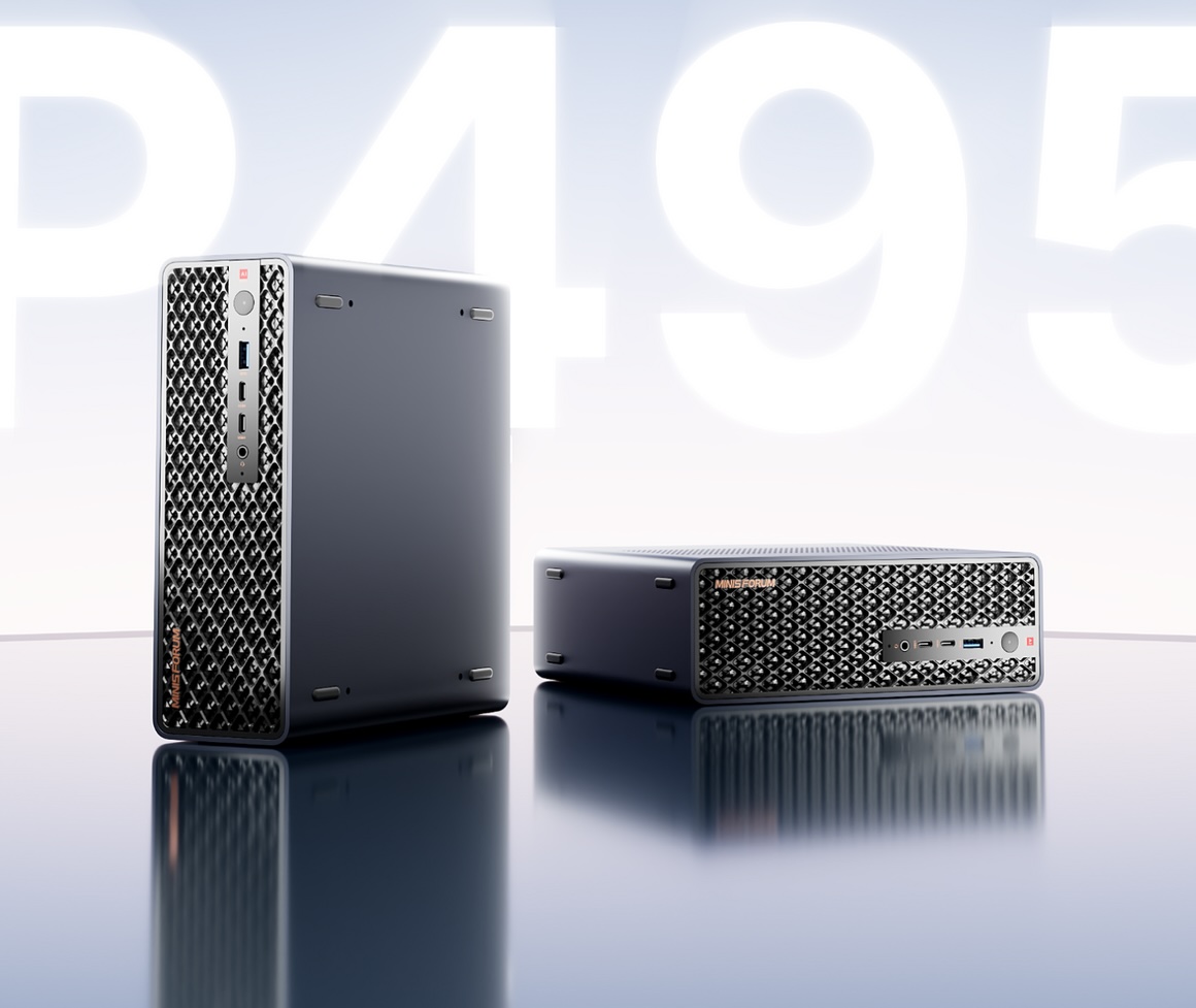 Representação do mini PC Minisforum MS-S1 com processador AMD