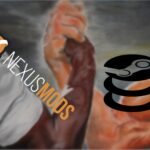 Logotipos do SteamDB e Nexus Mods representando a fusão entre as plataformas de PC gaming.