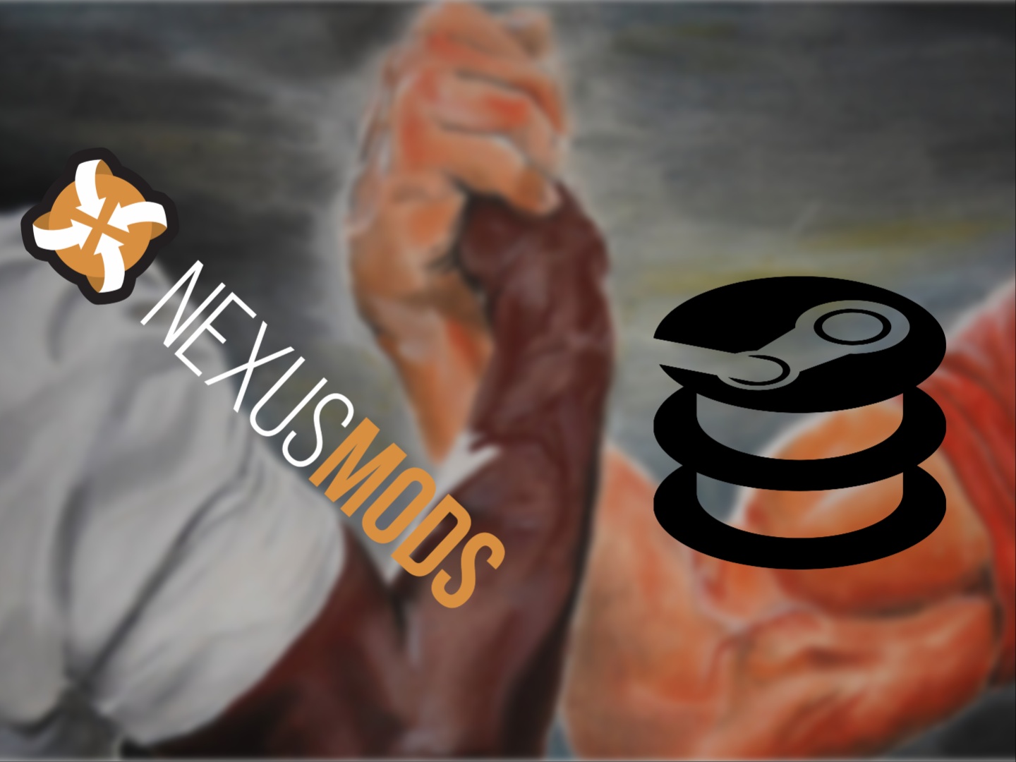 Logotipos do SteamDB e Nexus Mods representando a fusão entre as plataformas de PC gaming.