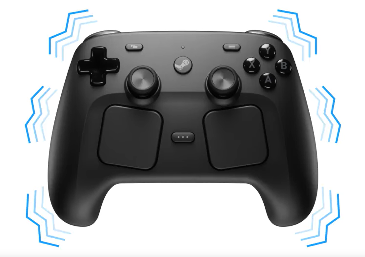 Steam Controller 2026 com mod LiveHaptics exibindo vibração sincronizada ao áudio
