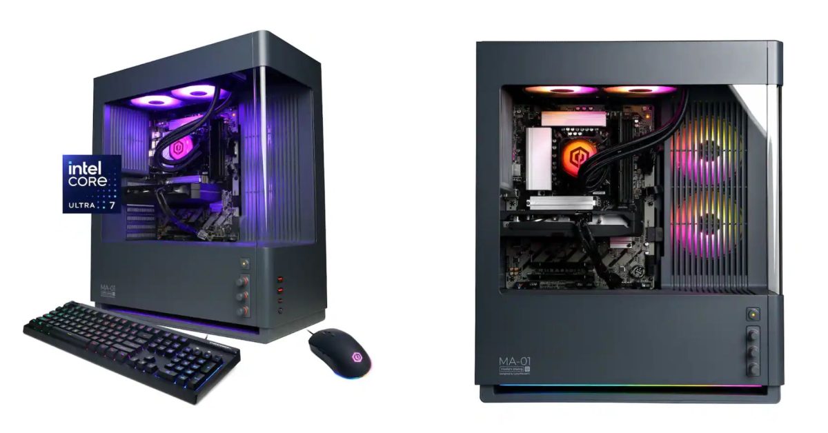CyberPowerPC Gaming Desktop com case Modern Analog e iluminação RGB controlada por knobs