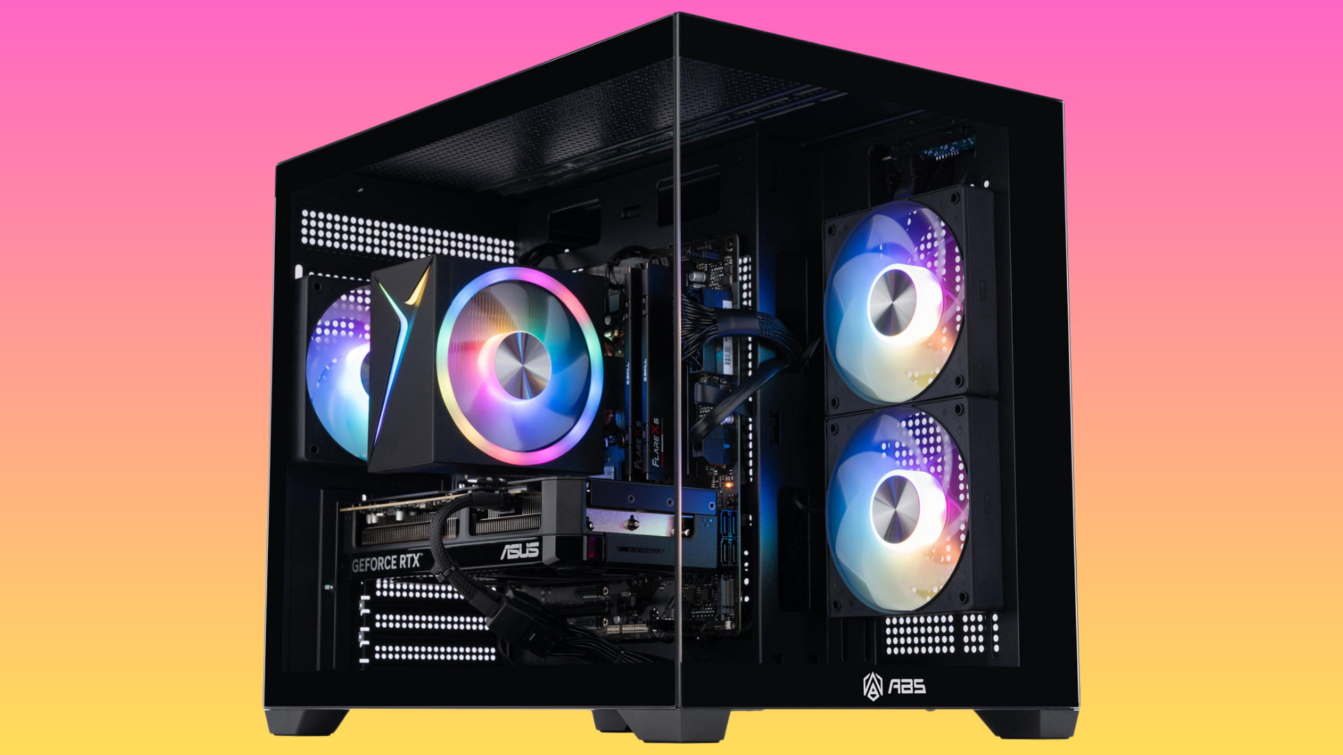 Desktop ABS Flux II Aqua com RTX 5070, CPU Intel i7‑14700F, 32 GB DDR5 e SSD de 1 TB