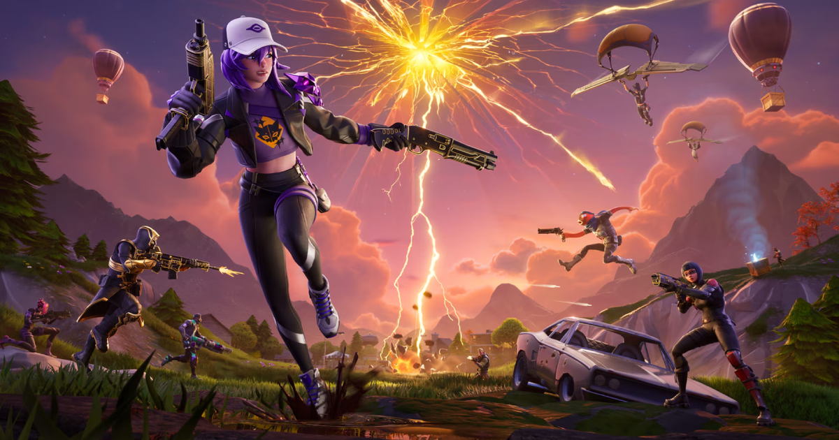Logotipo do Fortnite ao lado do símbolo do Linux