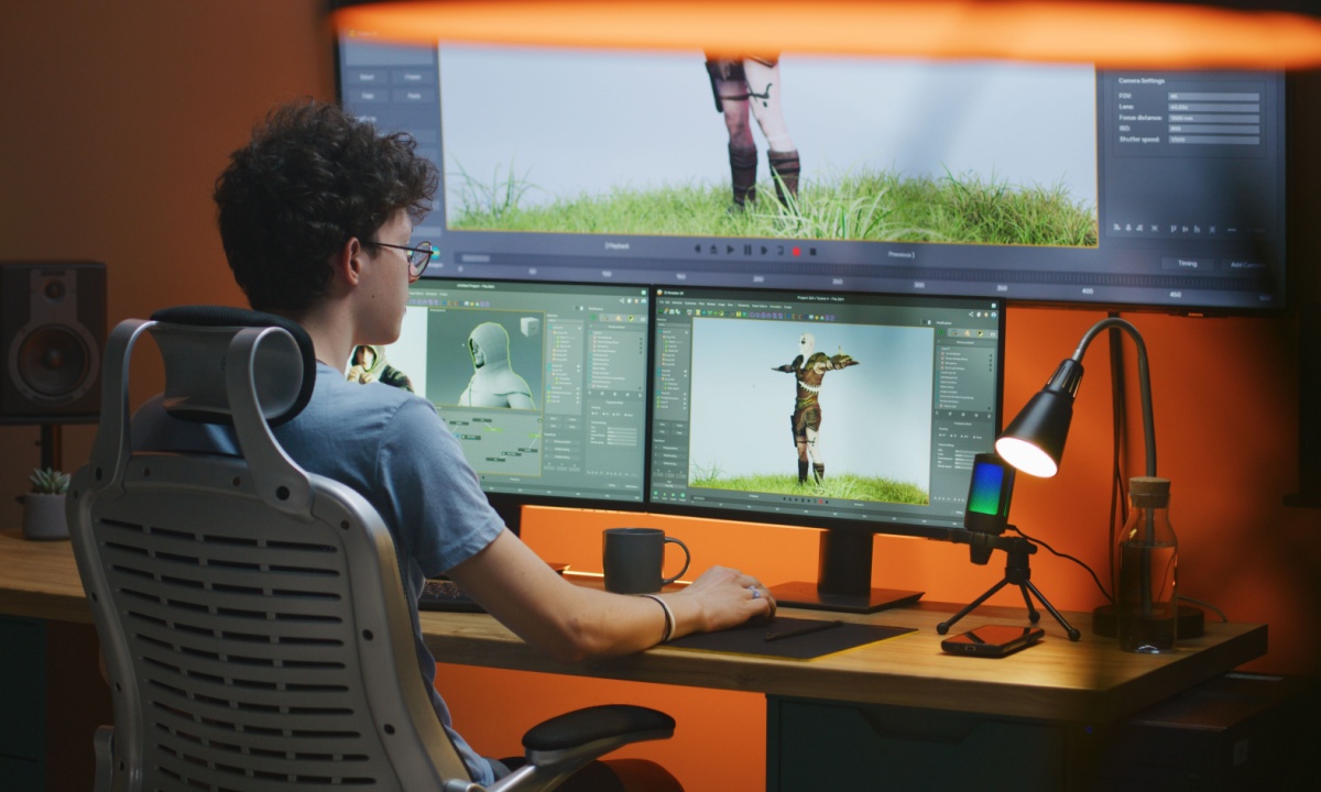 Logotipos da Google e Unity unidos por ícones de inteligência artificial e jogos